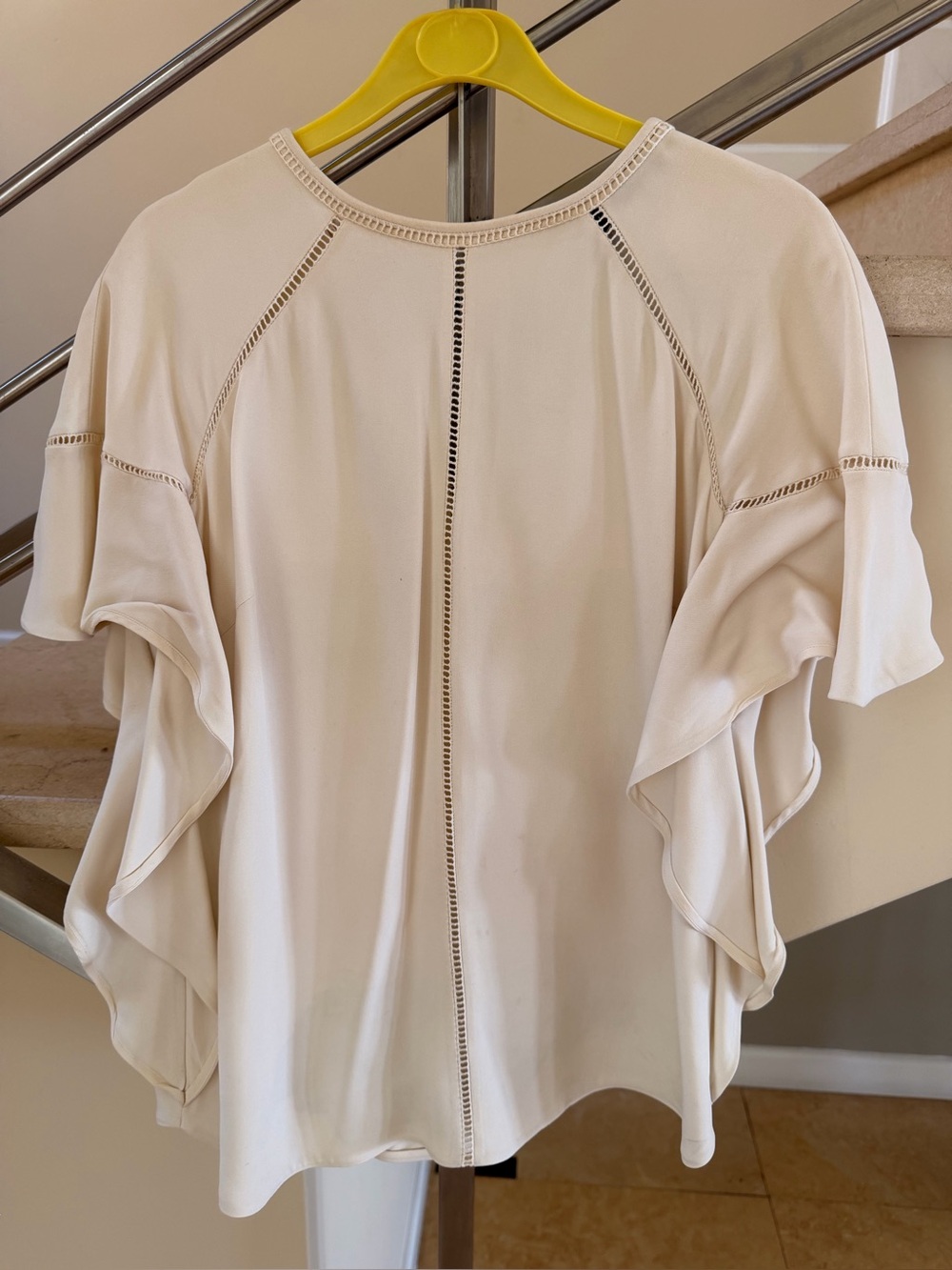 Elie Saab Cream Ruffle Sleeve Blouse